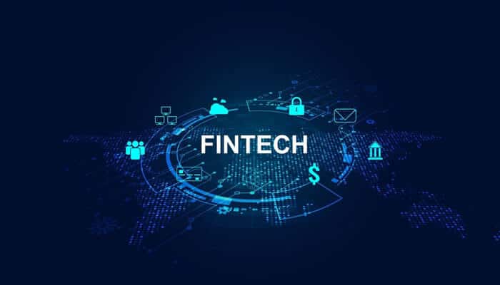 Digital illustration representing fintech platforms with global financial icons, highlighting innovation, security, and connectivity in the digital market.