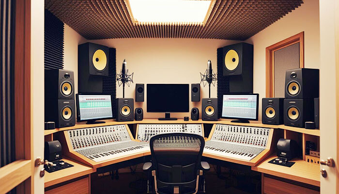 How to Keep Your Home Recording Studio Running Smoothly - Startupeditor | Startup Editor A professionally equipped home recording studio with soundproofing, multiple monitors, and audio mixing consoles.